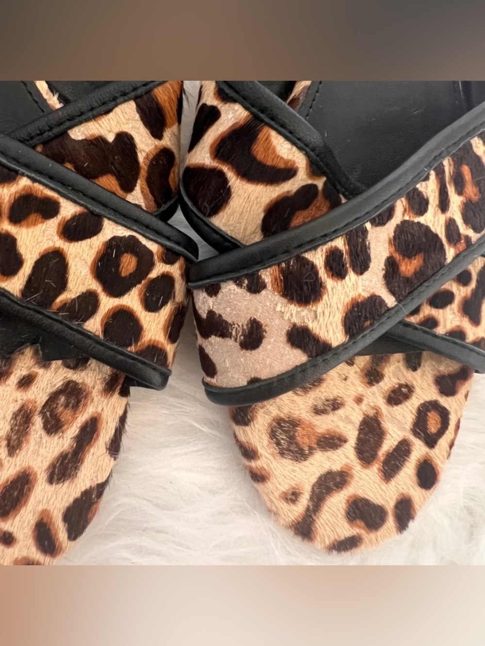 🔥🔥3/$25 J. CREW Calf Hair Leopard Print Slide 7.5 FLAWED - Picture 4 of 10